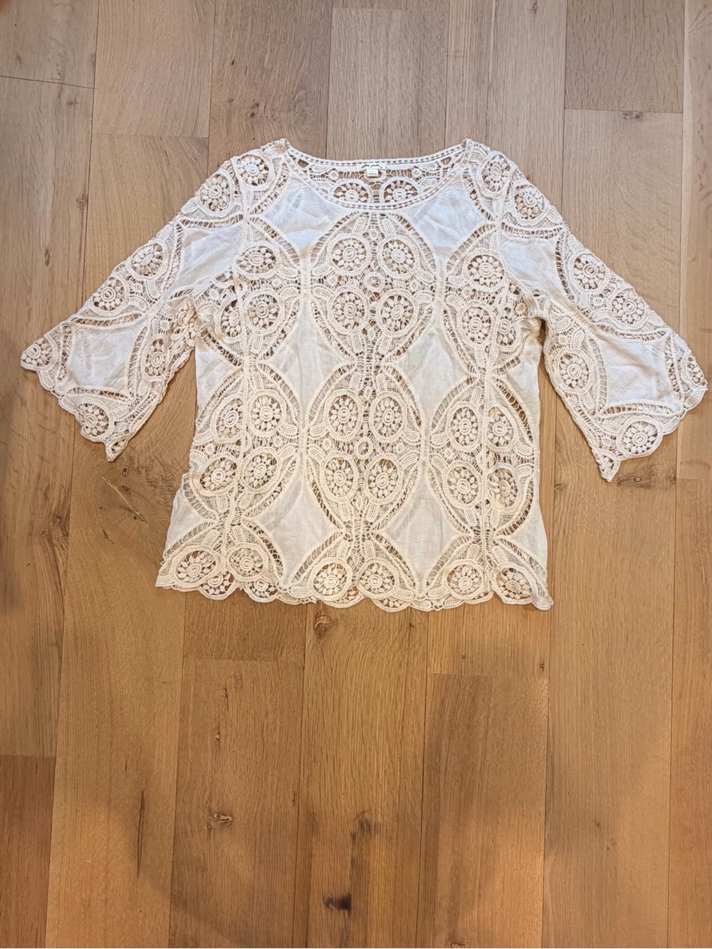 Ultra Pink Crochet Lace Boho Top Size Large